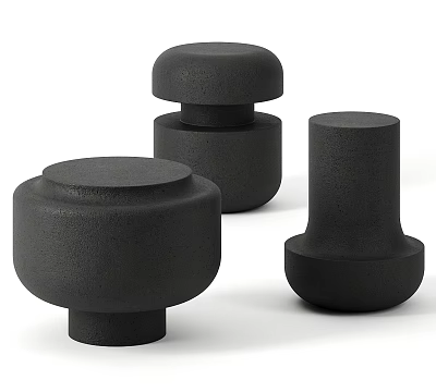 Three Black Modern Side Tables with Various Simple Shapes for Living Room Decor 3d model