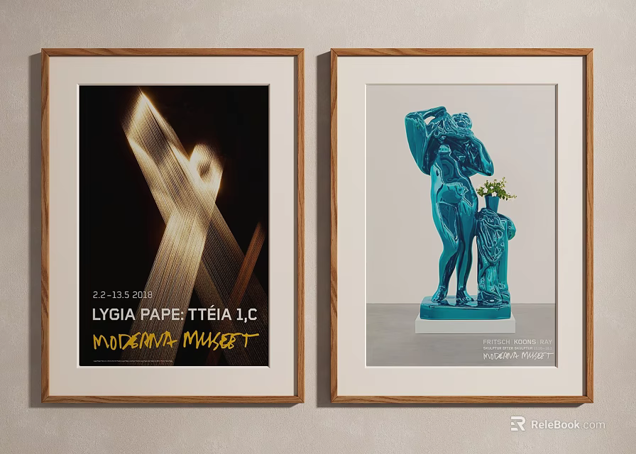 Framed Wall Art Prints Featuring Modern Abstract Design And Blue Sculpture Decor 3d model 