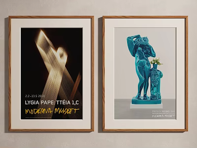 Framed Wall Art Prints Featuring Modern Abstract Design And Blue Sculpture Decor 3d model