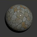 Wooden Stone Sphere and Square Slab with Textured Surface and Reflection on Gray Background
