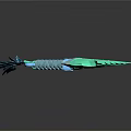 Fantasy Glowing Blue Dagger With Crystal Patterns And Striped Handle 3d model