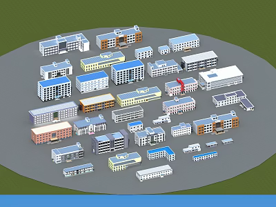 Various Modern Office Buildings with Different Designs and Architectural Styles 3d model
