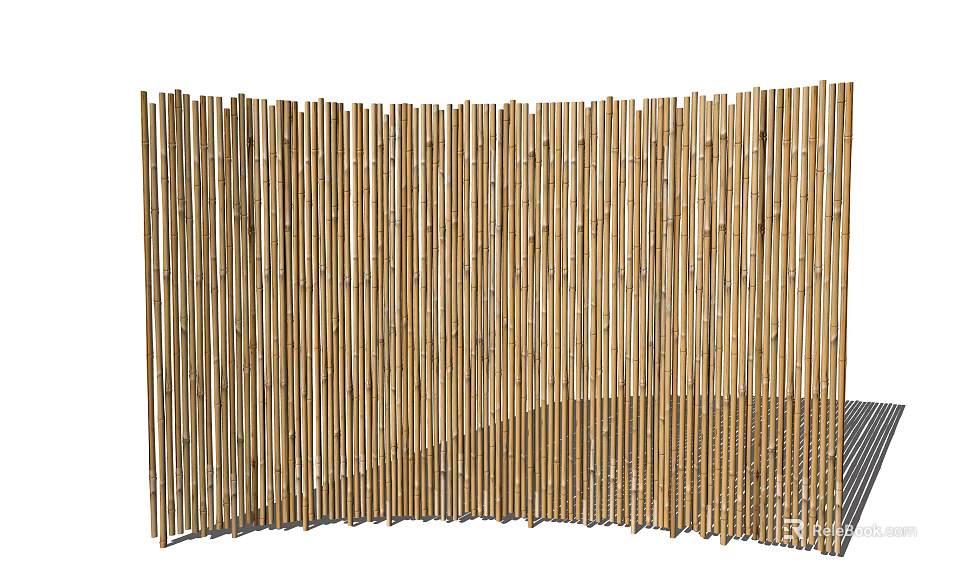 Bamboo Partition With Vertical Slats Natural Texture And Decorative Design For Interior Decor 3d model 