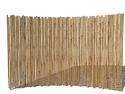 Bamboo Partition With Vertical Slats Natural Texture And Decorative Design For Interior Decor 3d model