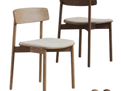 Modern Wooden Dining Chairs With Upholstered Seats For Home Kitchen Use 3d model