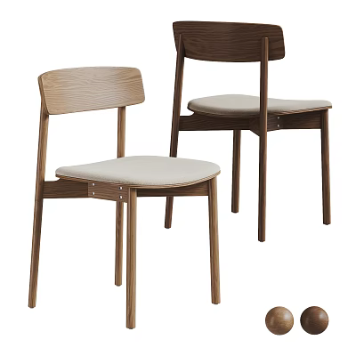 Modern Wooden Dining Chairs With Upholstered Seats For Home Kitchen Use 3d model