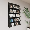 Black Layered Display Shelf With Magazines Green Plant And Light Background 3d model