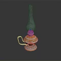 Vintage Lamp Combination With Glass Chimney And Ornate Metal Base For Home Lighting