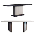 Modern Minimalist Dining Table With Sleek Black Top And Ribbed Metal Legs