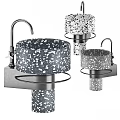 Modern Terrazzo Washbasin With Gray White Speckles And Metal Faucet Circular Shelf