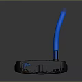 Ergonomic Fitness Equipment With Blue Curved Component And Black Base Design