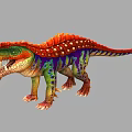 Colorful Dinosaur 3D Model With Vibrant Spiked Back And Sharp Teeth