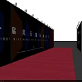 Red Carpet Event Setup With Bright Stage Lights And Rope Barriers 3d model