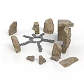 Ancient Stone Building Components Featuring Various Shaped Blocks And Structures 3d model