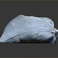 Blue Garbage Bag Filled With Brown Trash And Waste On Gray Background 3d model