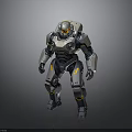 Mechanical Robot Character With Silver Orange Armor And Futuristic Sci fi Design