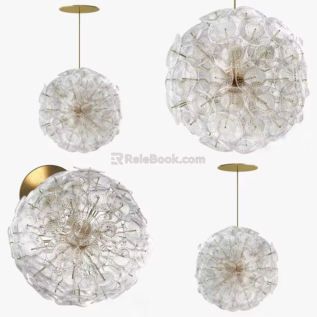 Modern crystal chandelier spherical crystal lamp 3d model