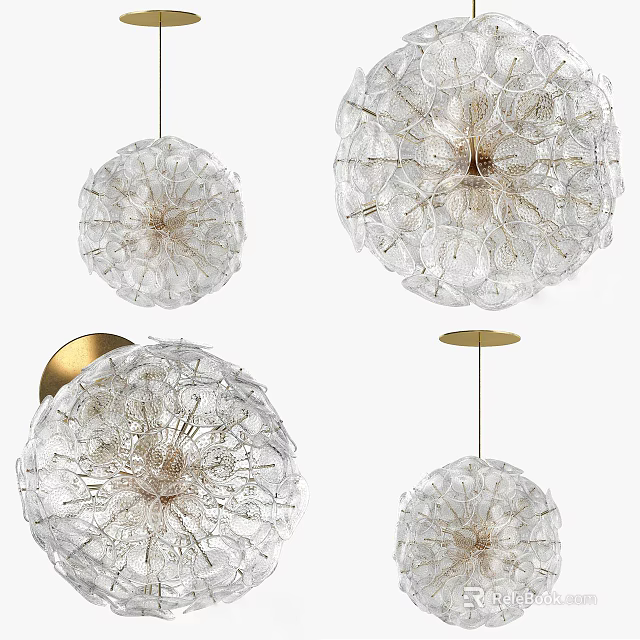 Elegant Modern Crystal Chandelier Design With Transparent Spherical Hanging Pendant Decorative Lamps 3d model 
