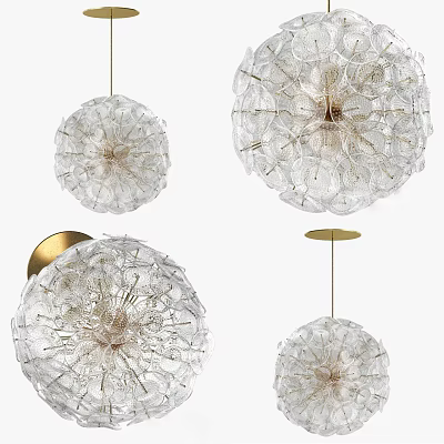Elegant Modern Crystal Chandelier Design With Transparent Spherical Hanging Pendant Decorative Lamps 3d model