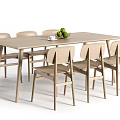 Minimalist Wooden Dining Table And Chairs Set With Natural Wood Tone For Modern Dining Room