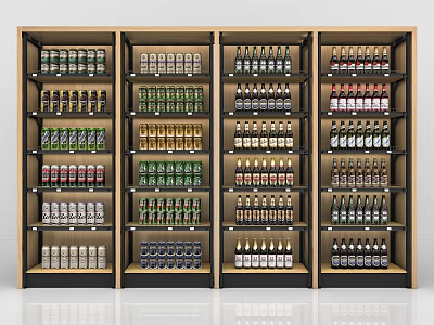 Wine Cabinet With Multiple Shelves And Organized Bottles In Various Colors 3d model