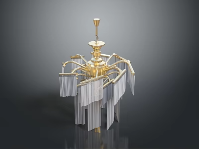 Elegant Modern Gold Crystal Fringe Lighting Combination With Hanging Design And Luxury Details 3d model
