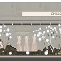 Chillchan Fashion Window Display with Three Dresses Mannequins White Balls And Tree Branches