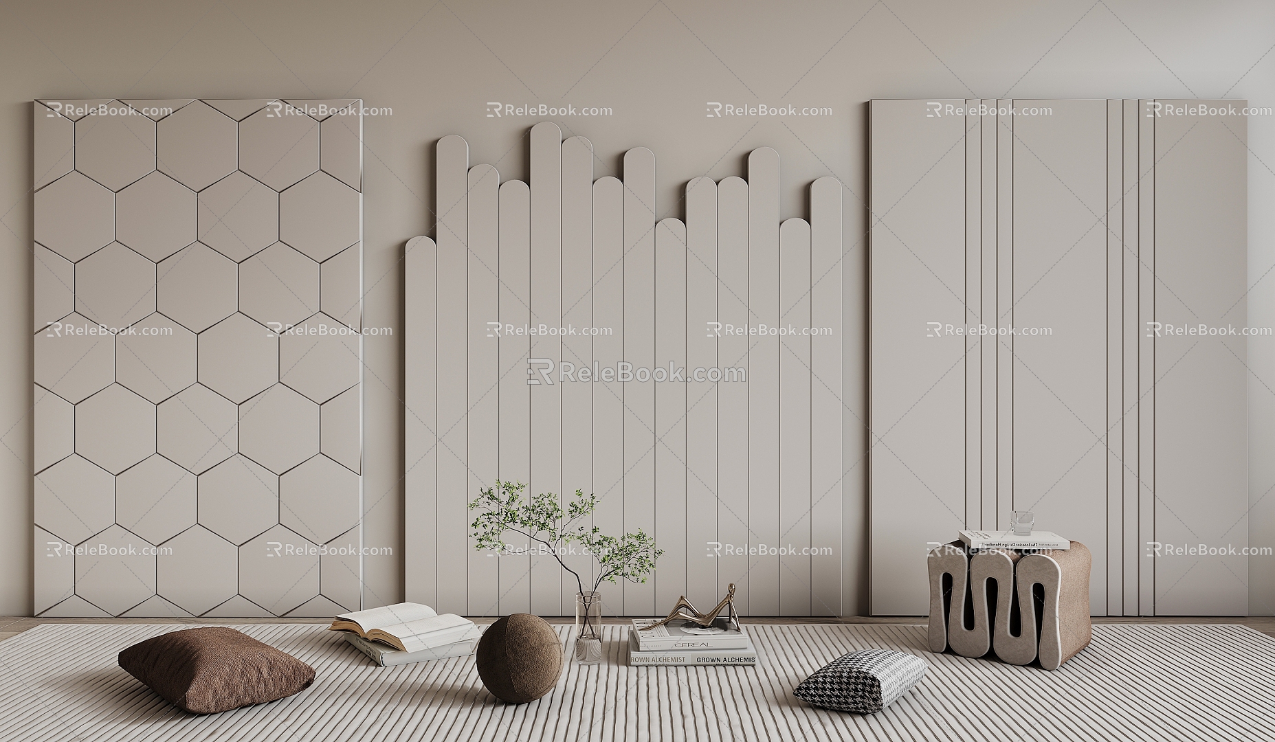 Modern Hard Bag Soft Bag Hard Bag Wall Panel 3d model