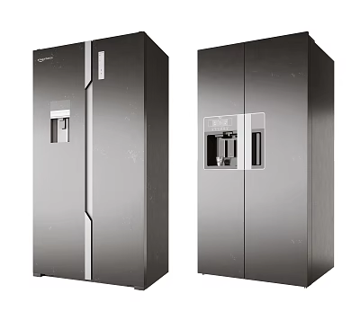 Modern Black Stainless Steel Double Door Refrigerators With Digital Control Panel 3d model