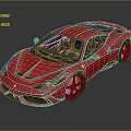 Red Luxury Sports Car With Streamlined Design And Black Alloy Wheels