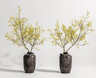 New Chinese Style Vase Flower Art Ceramic Pot Ornaments 3d model