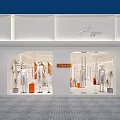 Modern Clothing Store Exterior With Glass Window Display Mannequins And Decorative Plants