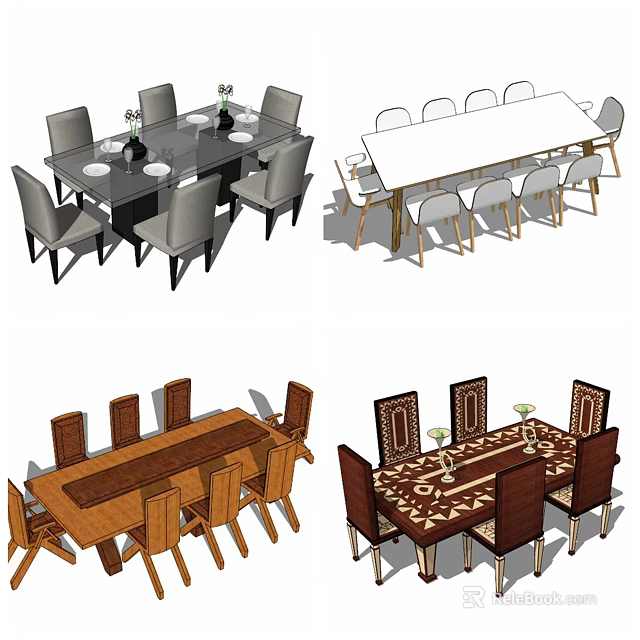 Stylish Dining Table And Chair Combinations For Modern Home Interior Design 3d model
