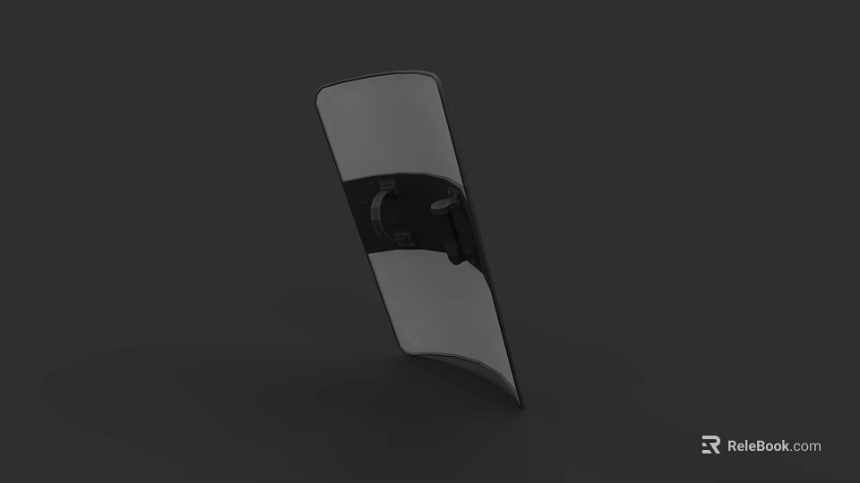 Curved Metal Shield With Hand Grip And Protective Panel As Defensive Weapon 3d model 