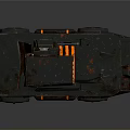 Green Rusty Tank With Orange Stripes Top Machine Gun Armored Vehicle Design