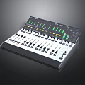 Professional Audio Mixer Console With Multiple Faders Knobs And LED Indicators