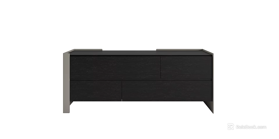 Modern Black Entryway Console Sideboard Cabinet With Drawers And Storage 3d model