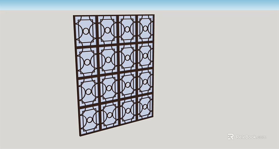 Traditional Chinese Style Wooden Partition With Intricate Geometric Patterns For Home Interior Decoration 3d model 