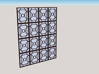 Traditional Chinese Style Wooden Partition With Intricate Geometric Patterns For Home Interior Decoration 3d model