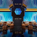 Modern KTV Party Room Interior With Comfortable Sofas And Colorful Lighting Design 3d model