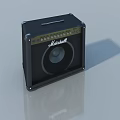 Marshall Guitar Amplifier With Control Knobs And Black Cabinet Design 3d model