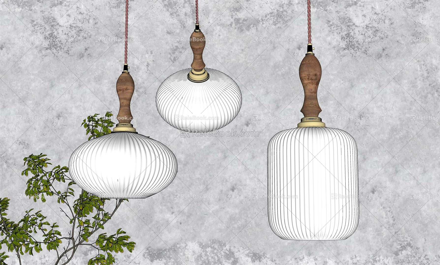 Japanese-style chandelier 3d model