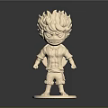 Cartoon Style Character Statue With Flame Like Hair Standing Pose And Base