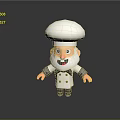 3D Cartoon Chef Sculpture With White Chef Hat Beard White Coat And Black Bow Tie