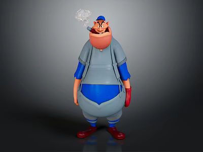 Modern game character worker maintenance worker 3d model