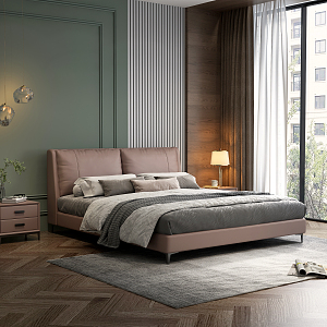 Modern background double bed 3d model