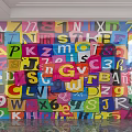 Colorful Letters And Numbers Decorative Background Wall Creative Design For Interior 3d model