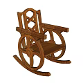 Classic Wooden Rocking Chair With Cross Back Design And Wheel Shaped Armrests