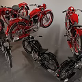 Vintage Red and Black Motorcycles in Retro Style Classic Collection