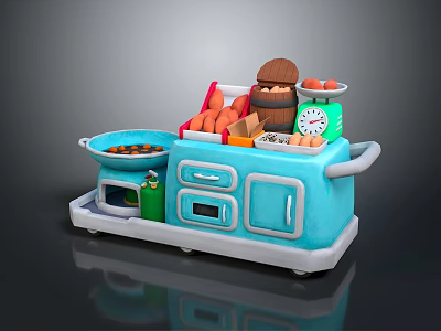 Children's Pretend Play Kitchen Play Equipment With Toy Food Scale Sink And Storage 3d model